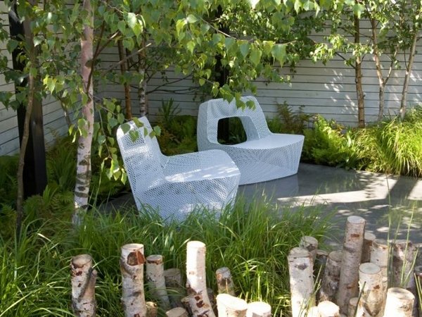 creative artistic patio decor birch trees contemporary outdoor furniture