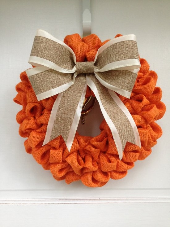 easy-DIY-burlap wreath ideas easy thanksgiving decorations 
