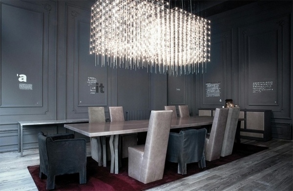 elegant dining room modern gray wall color spectacular large chandelier