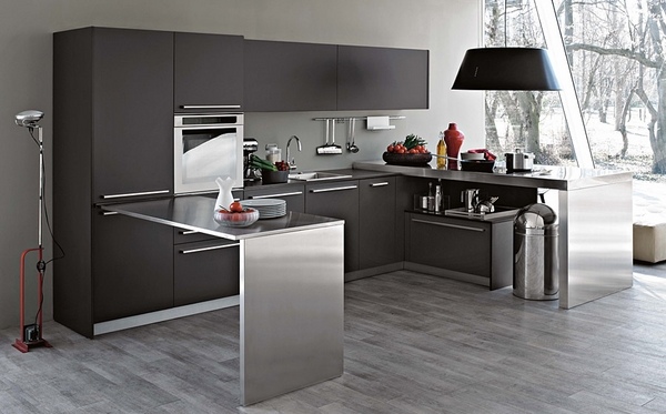 elegant kitchen design modular design ideas modern gray color stainless steel bar