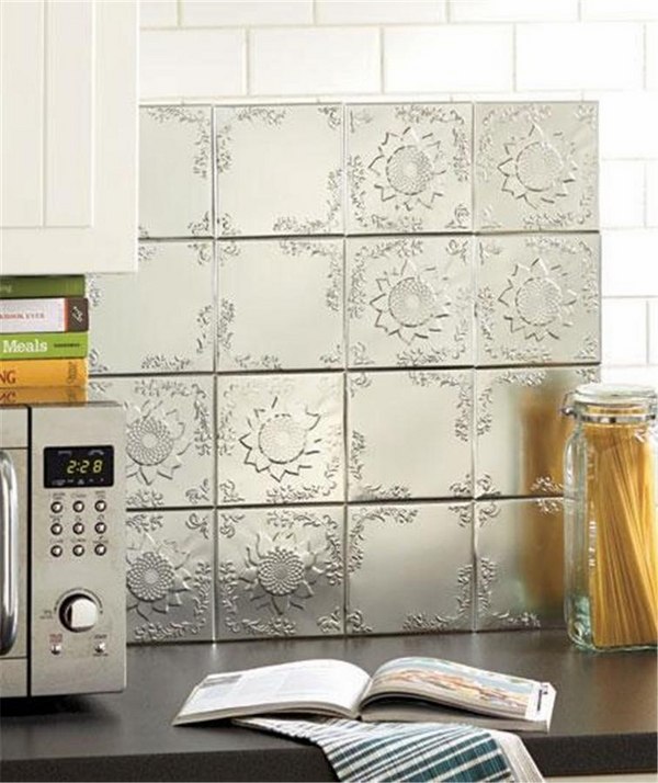 faux tin self adhesive tiles kitchen remodel ideas 