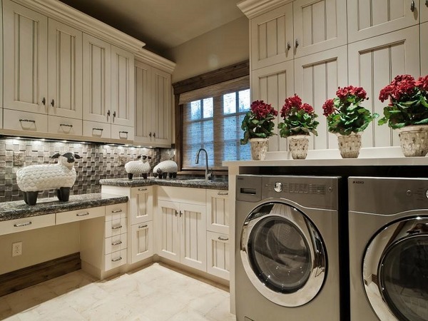 Functional laundry room cabinets with modern design