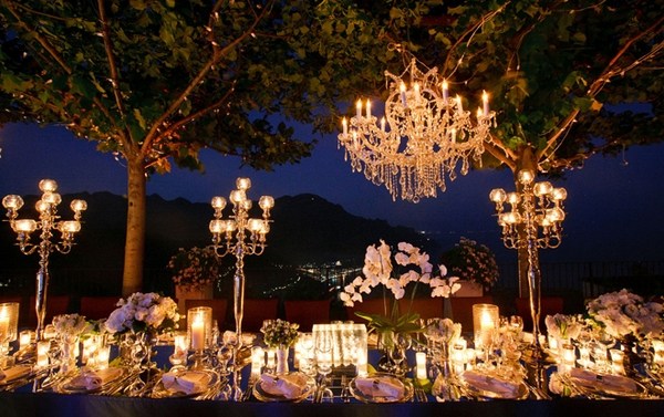 garden wedding party outdoor entertaining lighting ideas crystaв chandeliers 