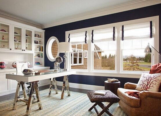 home-office-lighting-ideas-natural-light-window-shades-modern-desk-lamp