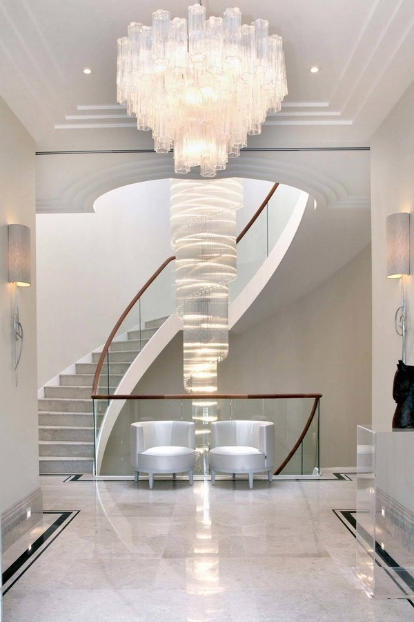 impressive large chandeliers contemporary staircase decor ideas