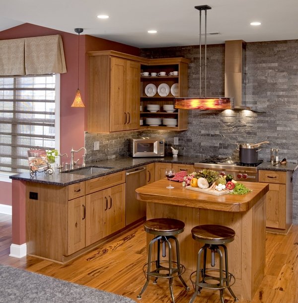 kitchen design wood flooring wood cabinets stone