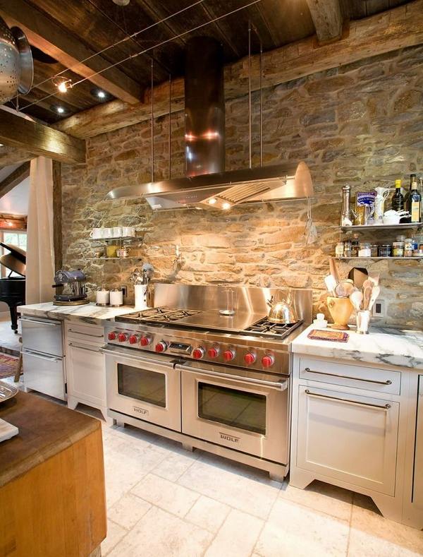 kitchen remodel stone white cabinets ceiling beams