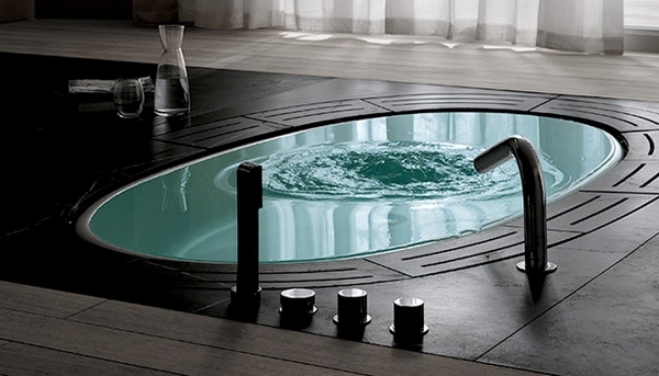 large sunken bathtub luxury bathroom interior design ideas