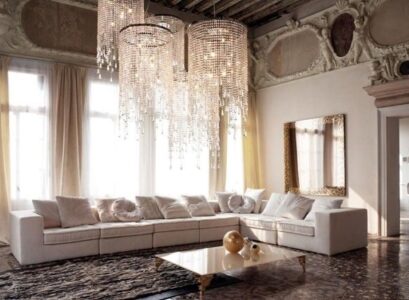 living-room-decor-ideas-centerpiece-ideas-spectacular-chandeliers-white-sectional-sofa