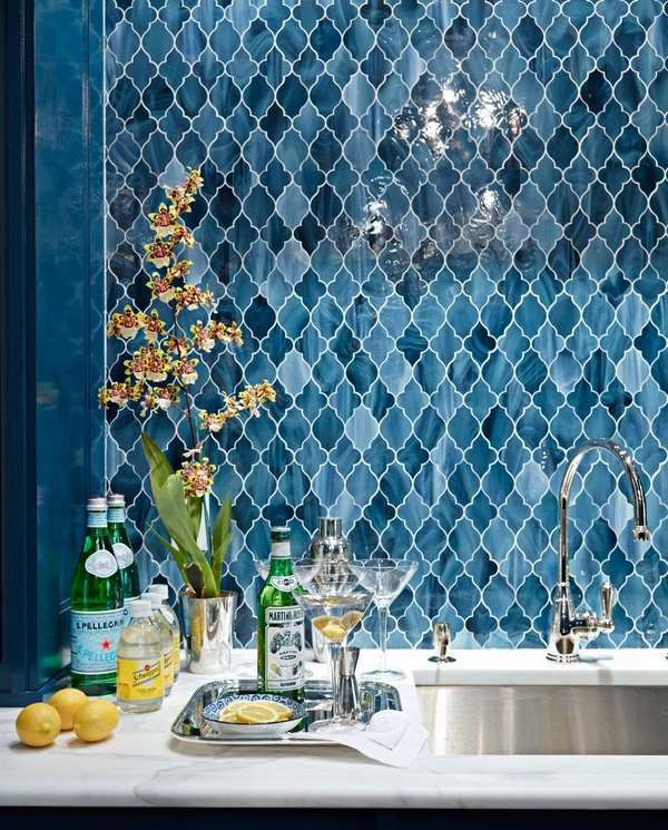 lovely moroccan tile backsplash ideas blue arabesque tiles home bar decor