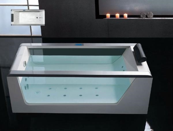 luxury-modern-bathroom-whirlpool-tub with headrest rectangular shape glass sides