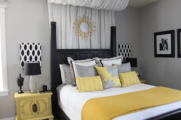 Grey and yellow  bedroom  interior trendy color scheme for 