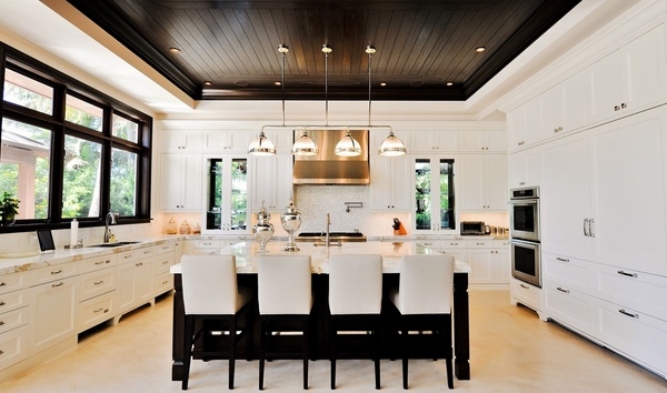 modern kitchen design ideas white kitchen dark beadboard ceiling kitchen island 