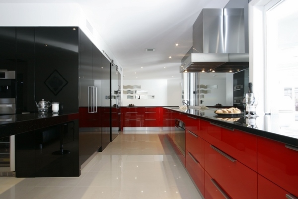 modern modular red black colors gloss finish 