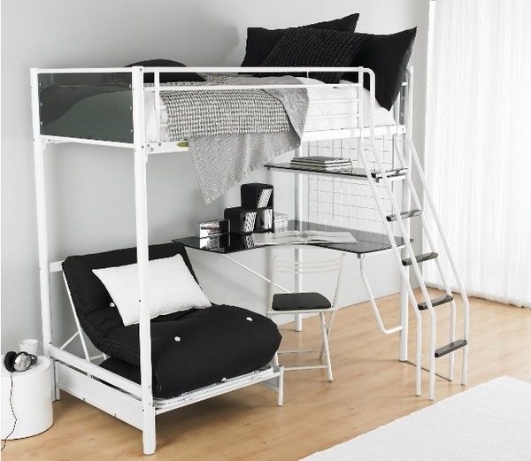 modern teen furniture desk bunk bed black white