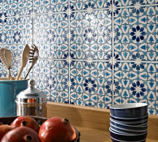 blue white ceramic tiles decor