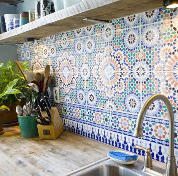 moroccan tile backsplash kitchen decoration colorful tiles
