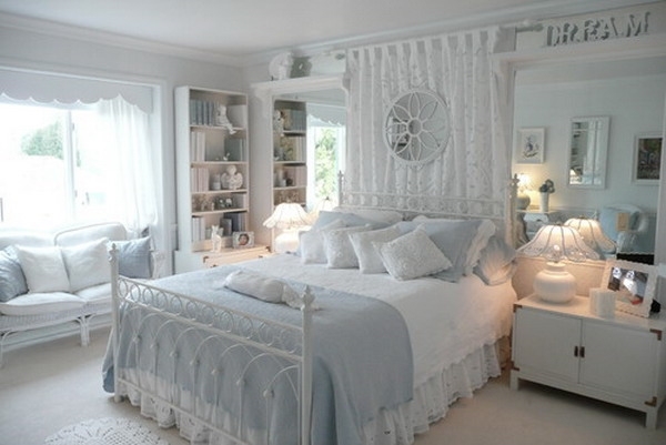 nice shabby chic style white gray bedding set romantic
