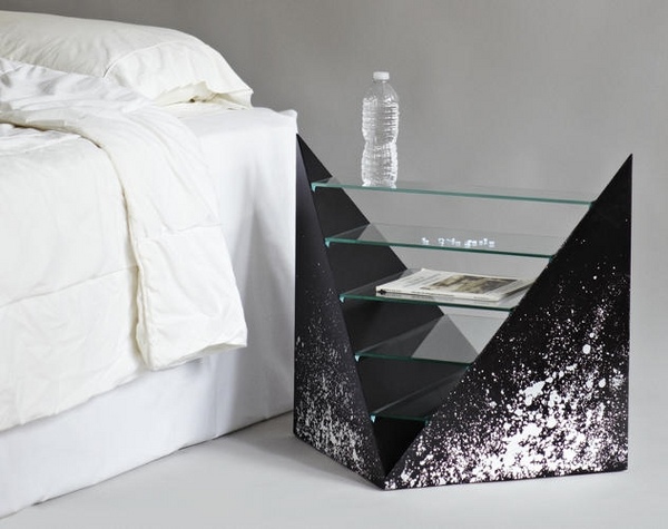 original nightstand design glass shelves contemporary bedroom furniture