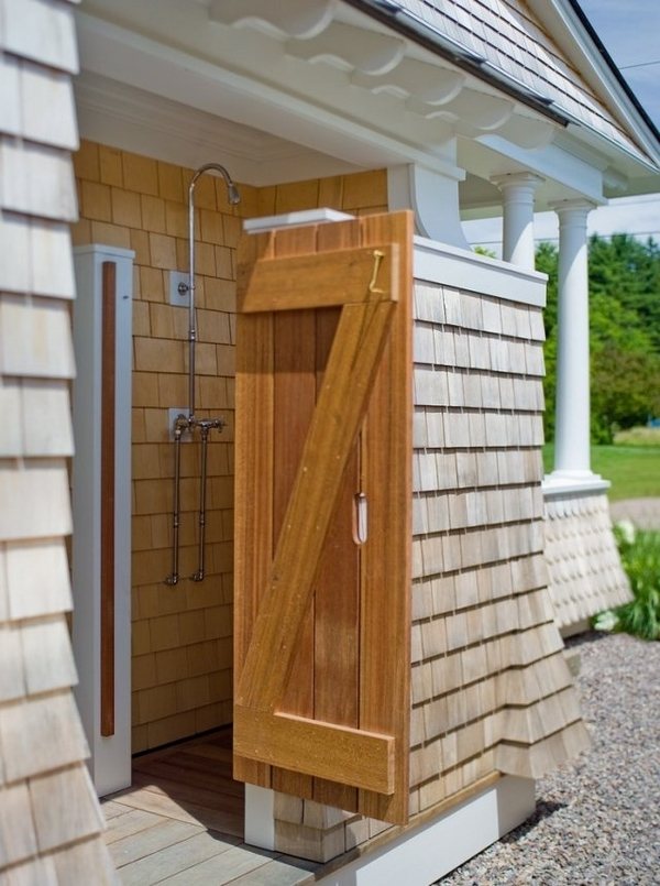 outdoor-shower-ideas-wood door wood flooring house back door