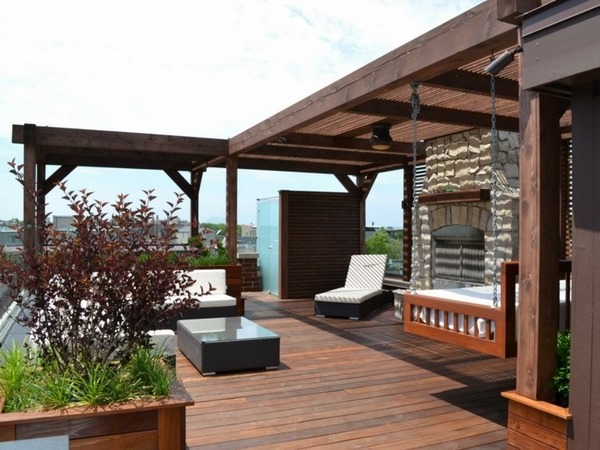 patio design 2015 wooden deck swing bed pergola