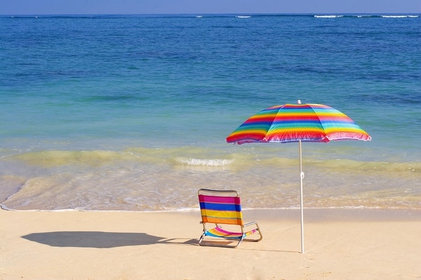 portable beach accessories chair umbrella rainbow pattern