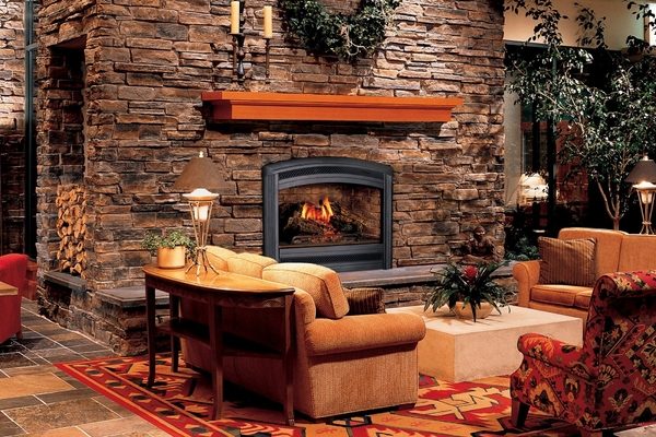 rustic stone fireplaces