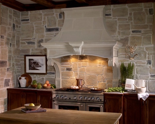 rustic kitchen ideas stone wood cabinets 