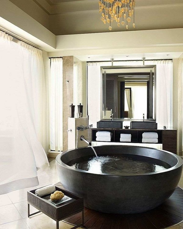 spectacular large bathtubs round tub granite luxury bathroom interior