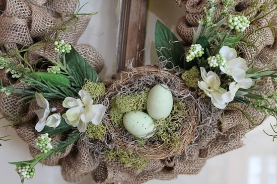 spring wreath nest eggs spring flowers