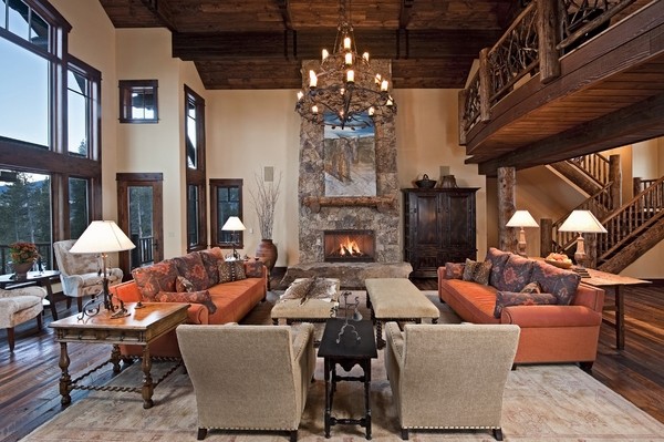 stone fireplace design ideas living room rustic interior design branch banister chandelier