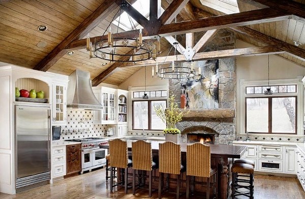  kitchen island with seating ceiling beams rustic decor