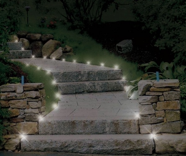 stone path stairs garden-LED-landscape-lighting