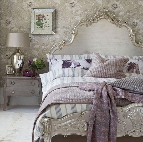 stylish-shabby-chic-bedroom-interior-design-neutral colors light gray striped bedding set
