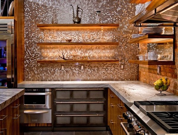 unique backsplashes creative kitchen backsplash ideas penny backsplash