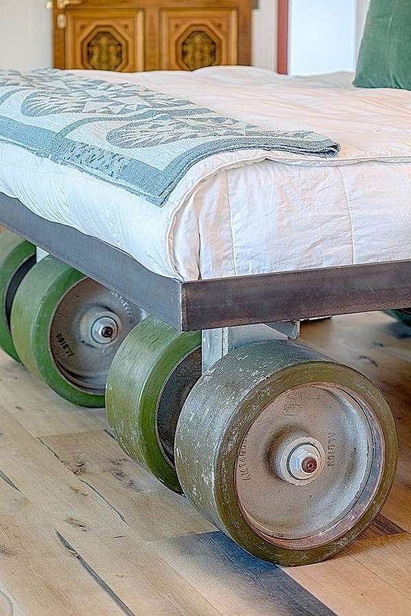 unique bed design bed on wheels rustic decor