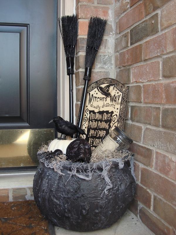 vintage-halloween-decorations-outdoor-decor-cauldron-brooms-crow