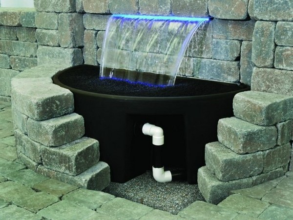 waterfall-with-LED-lighting-garden-lighting-ideas