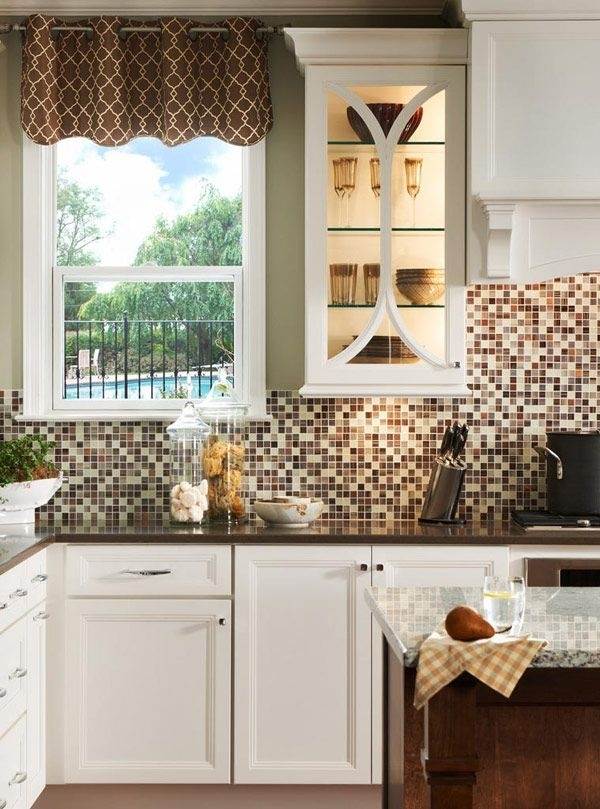 white kitchen self adhesive mosaic tiles DIY backsplash 