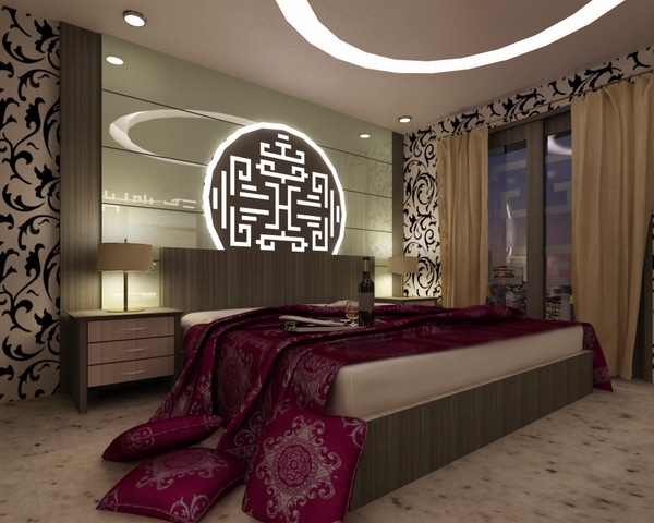 Asian themed decor ideas modern bedroom interior awesome accent wall