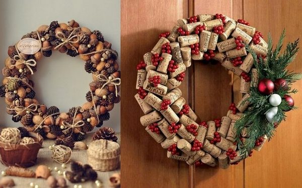 Christmas DIY wreath ideas cork christmas decorations