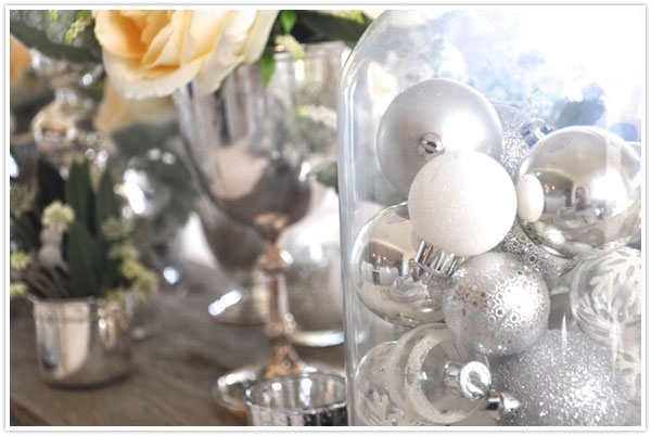  silver tree ornaments glass jar