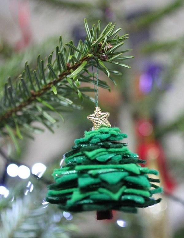 DIY Felt Christmas ornaments ideas handmade green tree