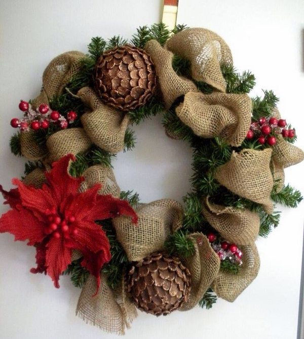 DIY burlap ideas Christmas wreath ideas 