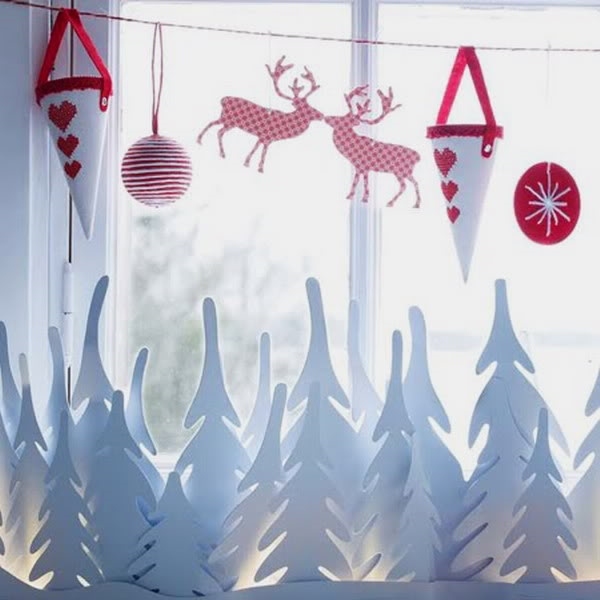 white trees deer ornaments