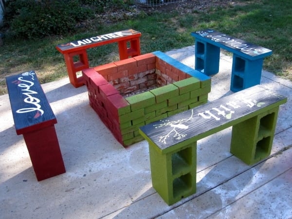 Diy Cinder Block Bench In The Garden, Cinder Block Patio Furniture Ideas