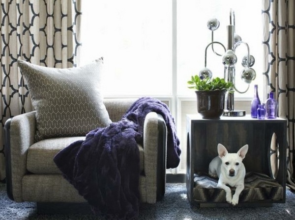 DIY dog bed ideas living room side table shelf