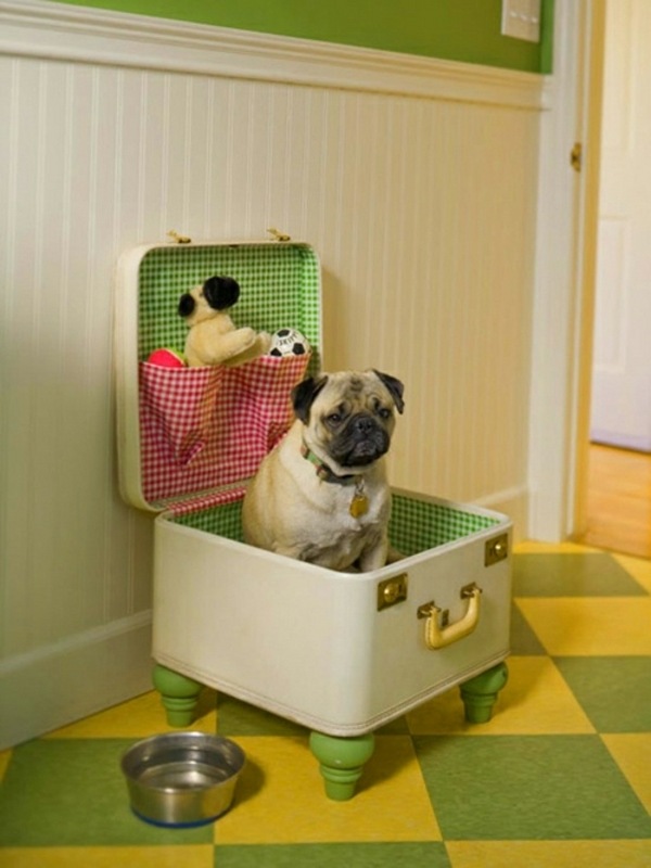 DIY bed for dogs old suitcase creative ideas