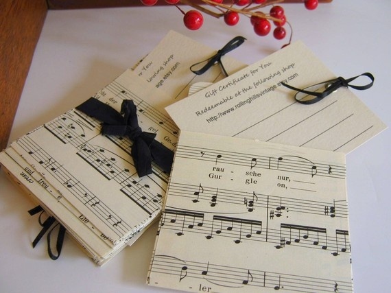 DIY greeting card ideas music sheets paper crafts 