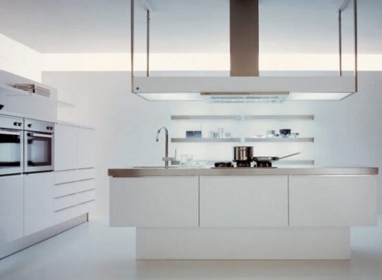 Design-kitchen-white-matt-EFFETI-island-stainless-steel